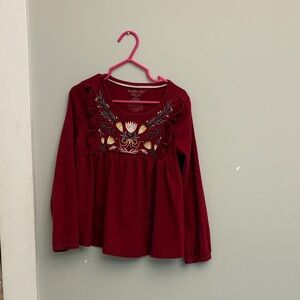 Shabby Chic Burgundy Long Sleeve girls shirt